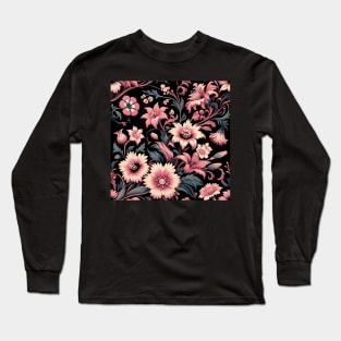 Pink Floral Motif Long Sleeve T-Shirt